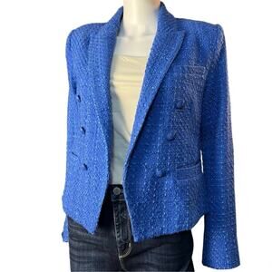 L'Agence Brooke Blue Tweed Blazer Jacket Size US 4